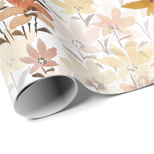 Pastel Boho Mustard Yellow Wildblumen Geschenkpapier (Rolleneckpunkt)