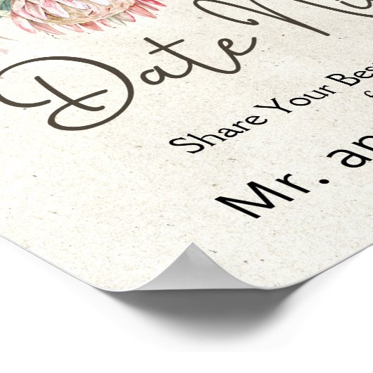 Pastel Boho Neutral Datum Nacht Zeichen Poster (Ecke)