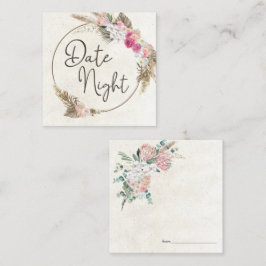 Pastel Boho Neutral-Flora-Datumskarte Quadratische Visitenkarte