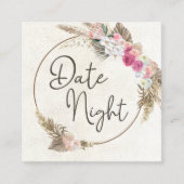 Pastel Boho Neutral-Flora-Datumskarte Quadratische Visitenkarte (Vorderseite)