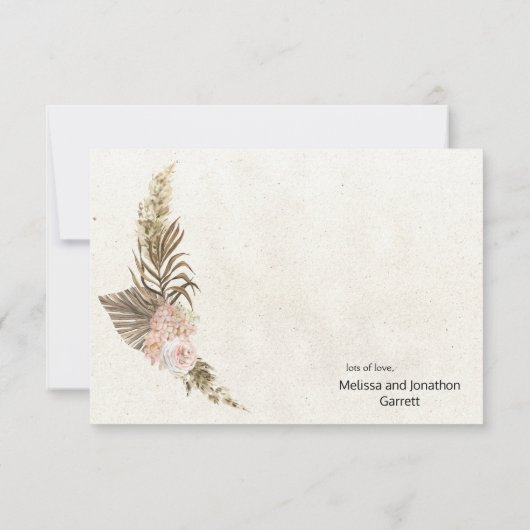 Pastel Boho Neutral Floral Elegant Danke Karte (Rückseite)