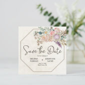 Pastel Boho Neutral Floral Elegant Save the Date (Stehend Vorderseite)