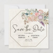 Pastel Boho Neutral Floral Elegant Save the Date (Vorderseite)