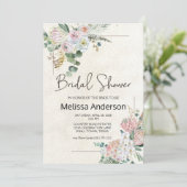 Pastel Boho Neutral Floral Elegantes Brautparty (Stehend Vorderseite)