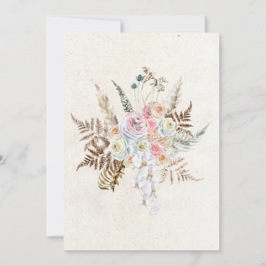 Pastel Boho Neutral Floral Elegantes Brautparty (Rückseite)