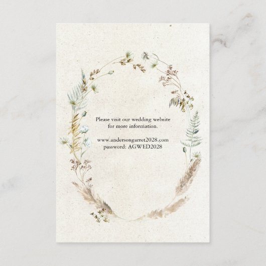 Pastel Boho Neutral Floral Wedding Card Begleitkarte (Rückseite)