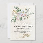 Pastel Boho Neutral Floral Wedding Einladung (Vorderseite)