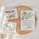 Pastel Boho Neutral Floral Wedding Einladung