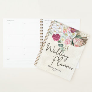Pastel Boho Neutral Floral Wedding Planner Planer