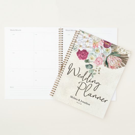 Pastel Boho Neutral Floral Wedding Planner Planer (Anzeige)