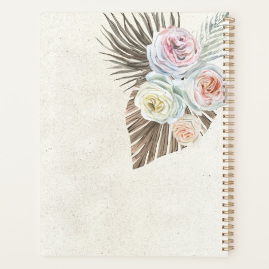 Pastel Boho Neutral Floral Wedding Planner Planer (Rückseite)