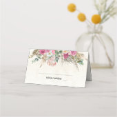 Pastel Boho Neutral Floral Wedding Platzkarte (Vorderseite)