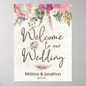 Pastel Boho Neutral Floral Wedding Poster (Vorne)
