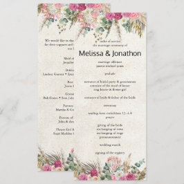 Pastel Boho Neutral Floral Wedding Program Programm
