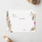 Pastel Boho Neutral Floral Wedding Recipe Karte (Vorderseite/Rückseite Beispiel)