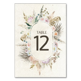 Pastel Boho Neutral Floral Wedding Tischnummer