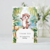 Pastel Boho Otter Birthday Dankeskarte (Stehend Vorderseite)