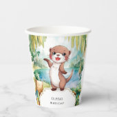 Pastel Boho Otter Birthday Pappbecher (Vorderseite)