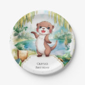 Pastel Boho Otter Birthday Pappteller (Vorderseite)
