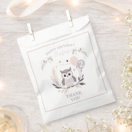 Pastel Boho Owl und Balloons Geburtstag Geschenktütchen