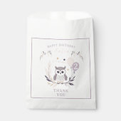 Pastel Boho Owl und Balloons Geburtstag Geschenktütchen (Vorderseite)