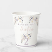 Pastel Boho Owl und Balloons Geburtstag Pappbecher (Rückseite)