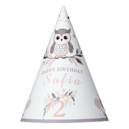 Pastel Boho Owl und Balloons Geburtstag Partyhütchen