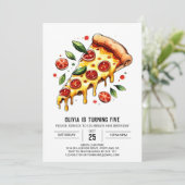 Pastel Boho Pizza Birthday Einladung (Stehend Vorderseite)