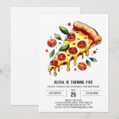 Pastel Boho Pizza Birthday Einladung (Vorne/Hinten)