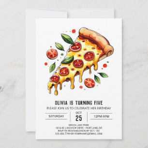 Pastel Boho Pizza Birthday Einladung