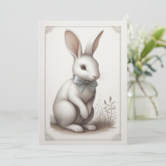 Pastel Boho Rabbit Einladung (Stehend Vorderseite)