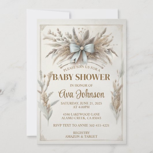 Pastel Boho Rabbit Einladung (Rückseite)