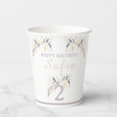 Pastel Boho Rabbit und Balloons Geburtstag Pappbecher (Rückseite)