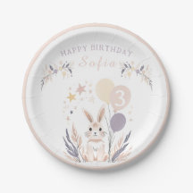 Pastel Boho Rabbit und Balloons Geburtstag