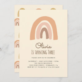 Pastel Boho Rainbow 3. Geburtstag Einladungskarten
