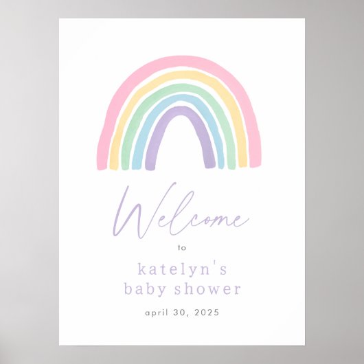 Pastel Boho Rainbow Baby Dusche Begrüßungszeichen Poster (Vorne)