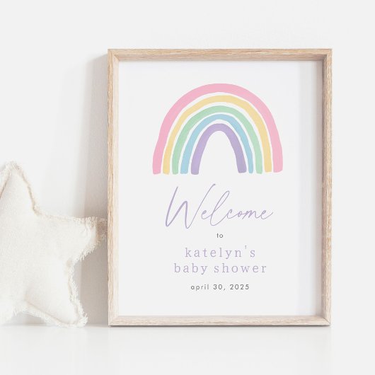 Pastel Boho Rainbow Baby Dusche Begrüßungszeichen Poster