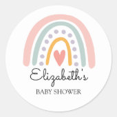 Pastel Boho Rainbow Baby Shower for a Girl Runder Aufkleber (Vorderseite)