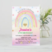 Pastel Boho Rainbow Birthday Party Einladung (Stehend Vorderseite)