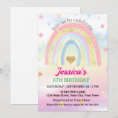 Pastel Boho Rainbow Birthday Party Einladung (Vorne/Hinten)