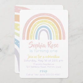 Pastel Boho Rainbow Einladung zum Geburtstag