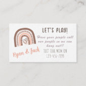 Pastel Boho Rainbow Kids Play Date Calling Card Visitenkarte (Vorderseite)
