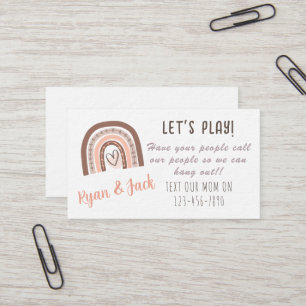 Pastel Boho Rainbow Kids Play Date Calling Card Visitenkarte
