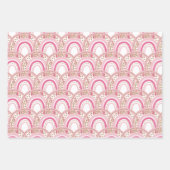 Pastel Boho Rainbow Minimalistisch Girl 1. Geburts Geschenkpapier Set (Vorderseite 3)