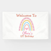 Pastel Boho Rainbow zum Herzgeburtsdatum Willkomme Banner (Horizontal)