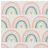 Pastel Boho Rainbows-Pinks, Blues, Goldgewebe Stoff (Nahaufnahme)