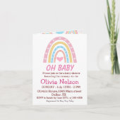 Pastel Boho Regenbogen mit Herz Oh Babydusche Einladung (Vorderseite)