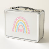 Pastel Boho Regenbogen und Herz Custom School Metall Brotdose (Rückseite)