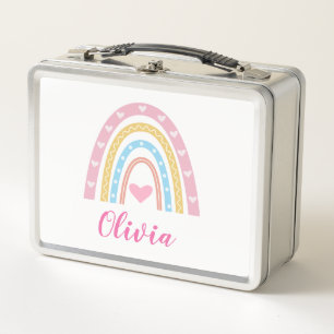 Pastel Boho Regenbogen und Herz Custom School Metall Brotdose