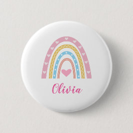 Pastel Boho Regenbogen und Herz individuelle Name Button